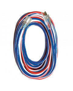Voltec 05-00159-US 100ft Red White & Blue Extension Cords with Lighted End