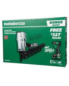 Metabo HPT NR83A5(S)M Round Head Framing Nailer w/out Depth Adjust, 2" to 3-1/4" box package