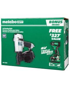 Metabo HPT NV45AB2 Coil Roofing Nailer, 7/8" to 1-3/4" box package