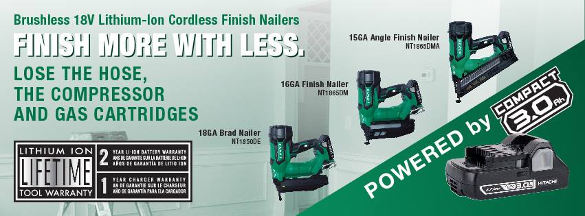 Hitachi nt1850de 18v brushless 18 gauge 2 brad 2024 nailer