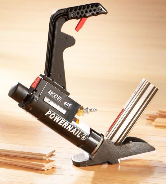 One of the tools You might need for hardwood flooring insallation, a peumatic floor nailer, here a PowerNail 445