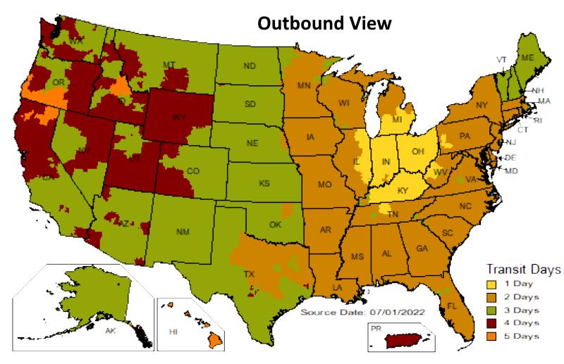 Nail Gun Depot UPS Shipping Map